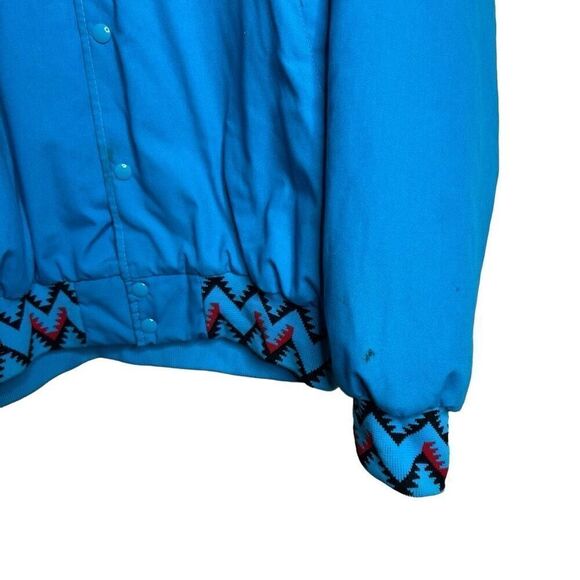 Vintage 90s West Ark Aztec Turquoise Bomber Jacket XXL - Picture 4 of 8